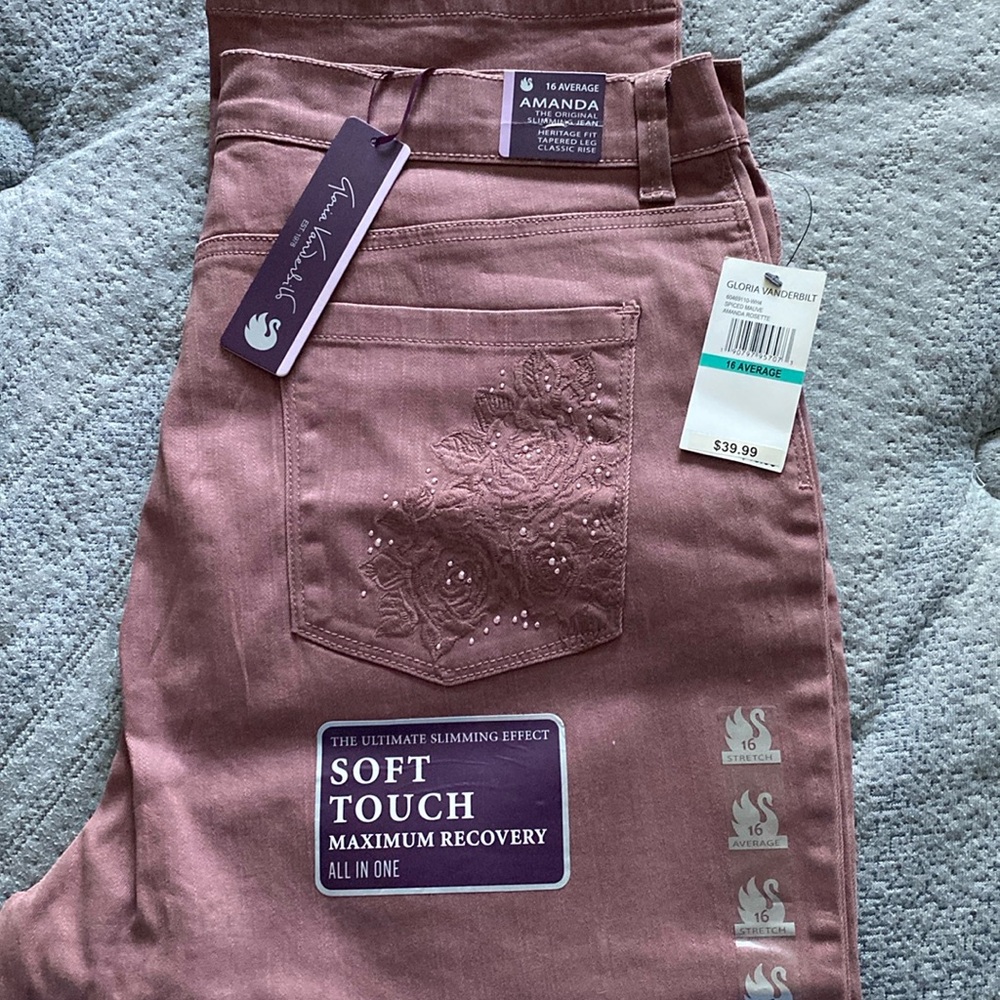 GLORIA VANDERBILT WOMENS ROSE COLORED JEANS